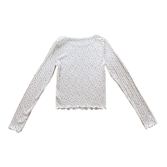 Aeropostale Floral Long Sleeve Ribbed Tee, Size Small - Picture 2 of 3